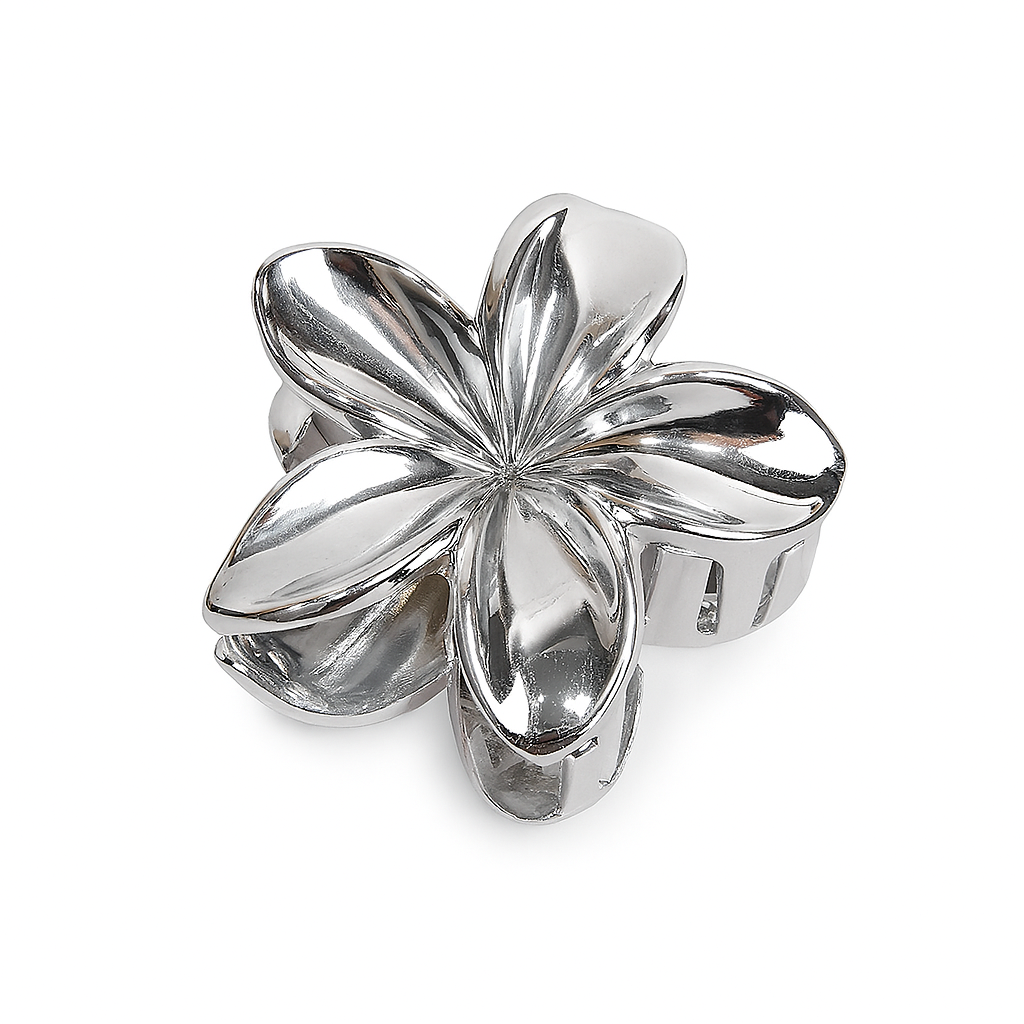 Gold & Silver Floral Hair Claw Clip – Large Metal Grip for Women