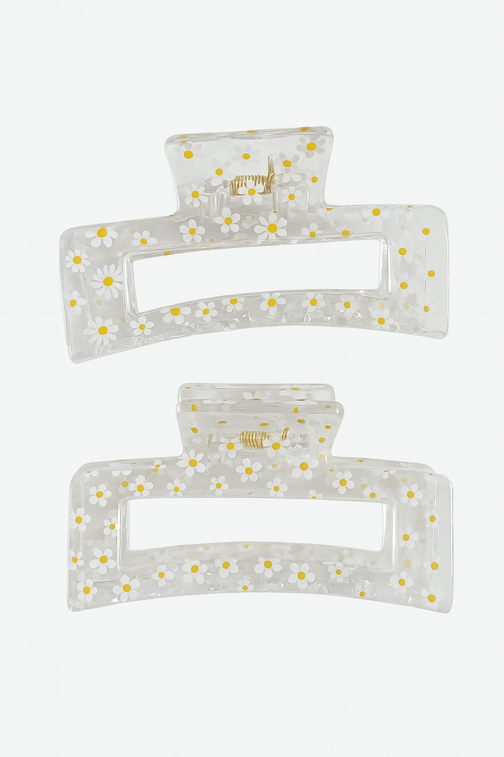2-Pack Clear Floral Hair Claw Clips – 3.4” Strong Hold for Thin & Thick Hair