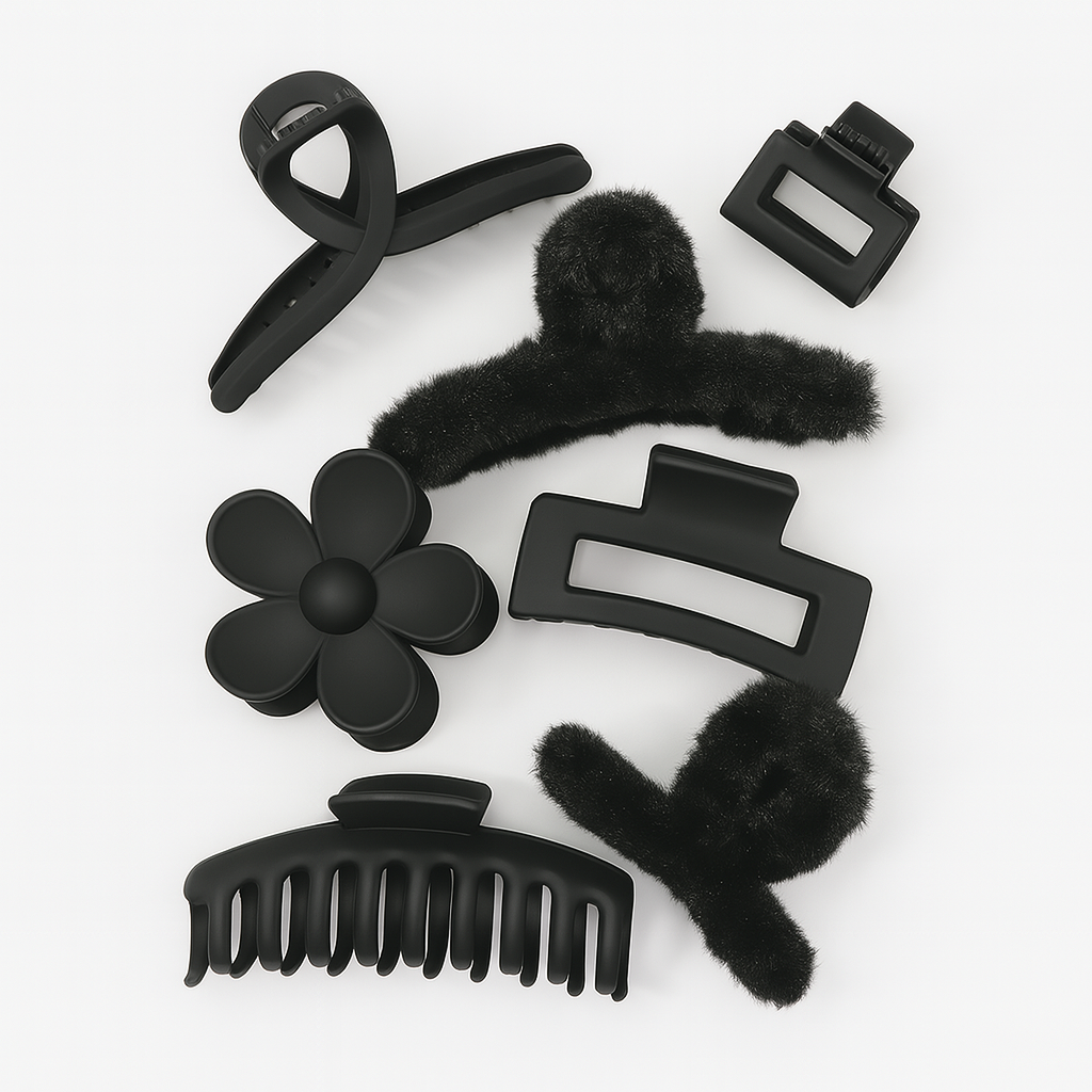 8pc Neutral Matte Claw Clips – Large Strong Hold for Thick & Thin Hair