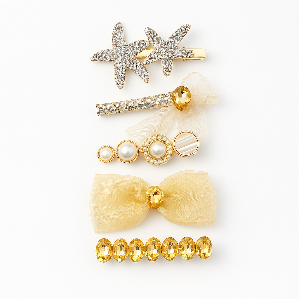 5-Piece Pearl & Crystal Acrylic Hair Clip Set – Vintage Hair Accessories for Women | Geometric, Floral, Rhinestone Barrettes