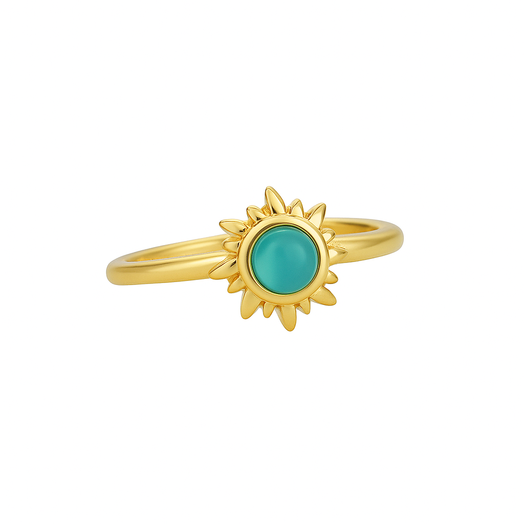 Gold Zircon Flower Ring – Elegant Stainless Steel Floral Jewelry for Women & Girls
