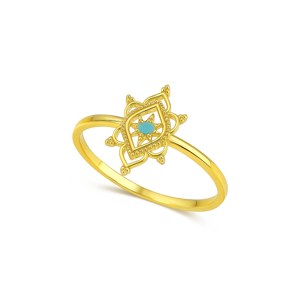 Gold Zircon Flower Ring – Elegant Stainless Steel Floral Jewelry for Women & Girls