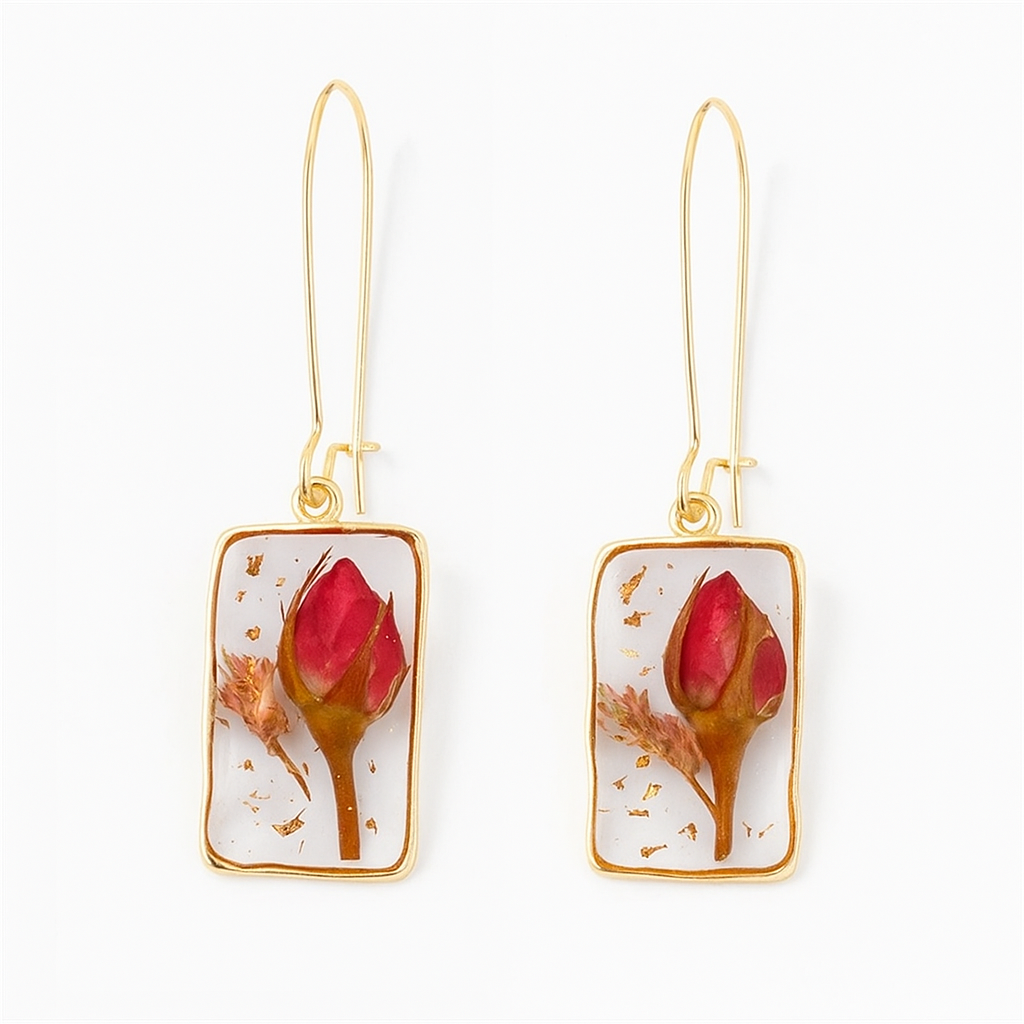 Pressed Flower Resin Dangle Earrings – Trendy Statement Jewelry for Women & Girls