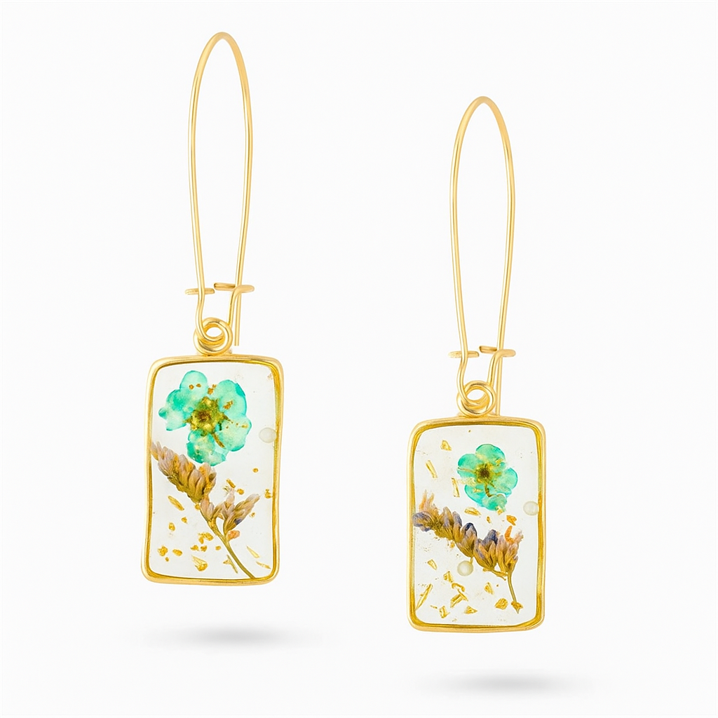 Pressed Flower Resin Dangle Earrings – Trendy Statement Jewelry for Women & Girls