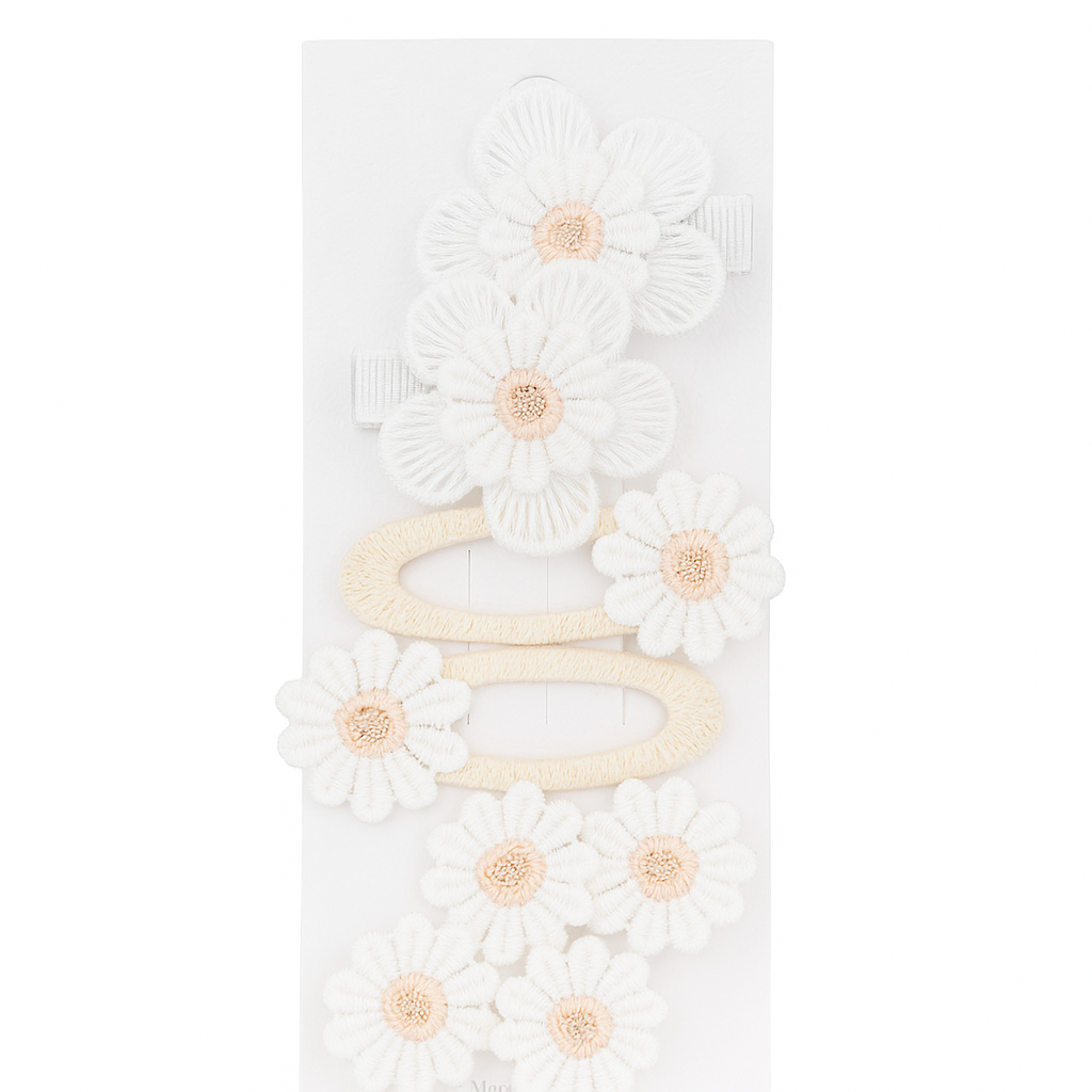 6pc Daisy Flower Hair Clips for Baby Girls – Lace Hairpins & Cute Barrettes Set