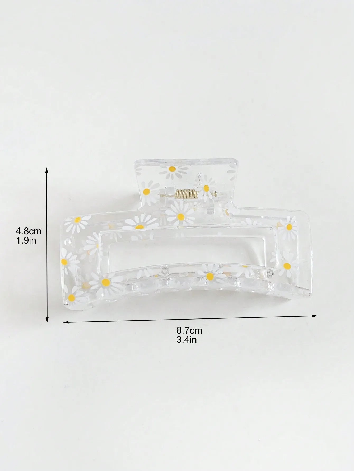 2-Pack Clear Floral Hair Claw Clips – 3.4” Strong Hold for Thin & Thick Hair