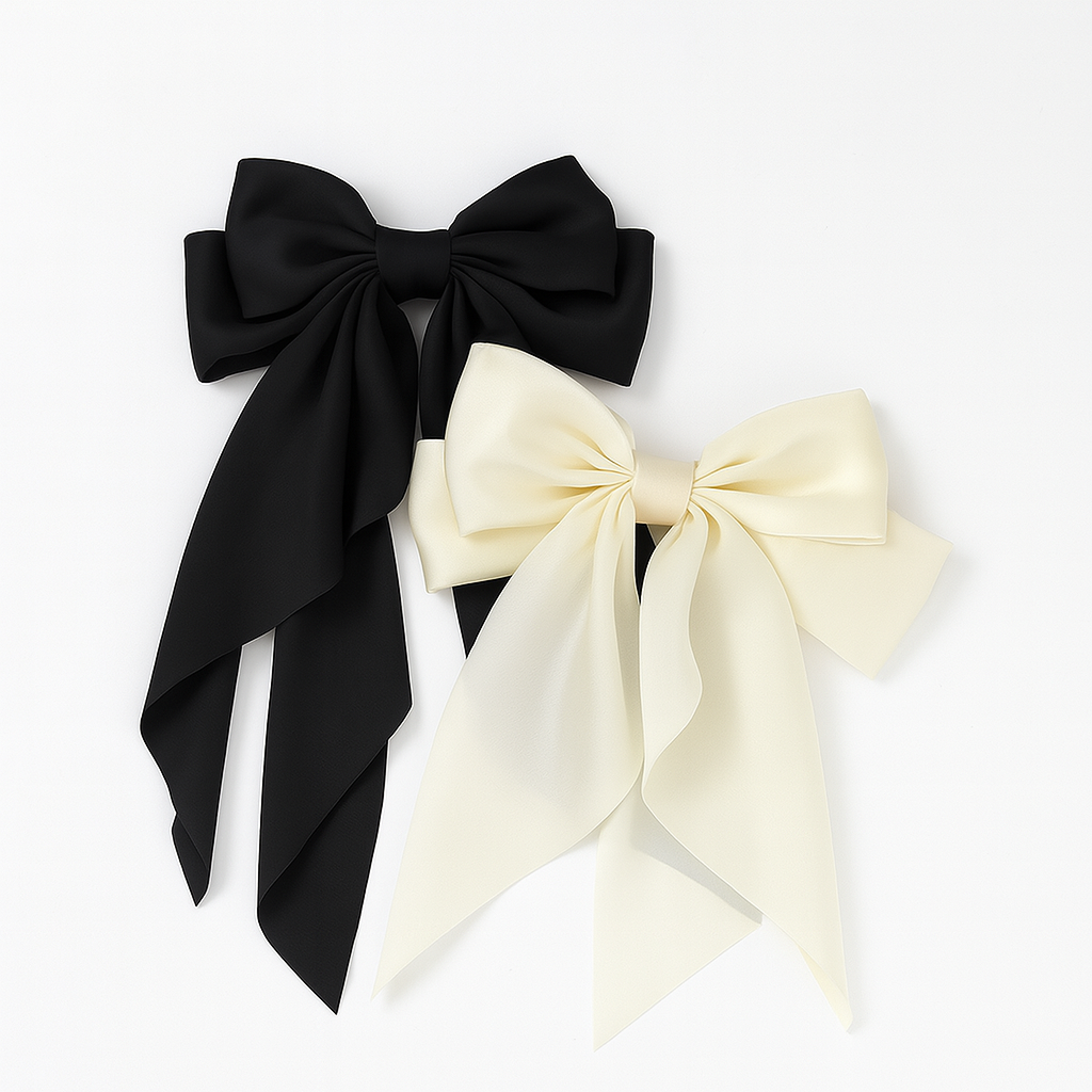 Bow Ribbon Hair Clip – Satin Barrette for Women & Girls