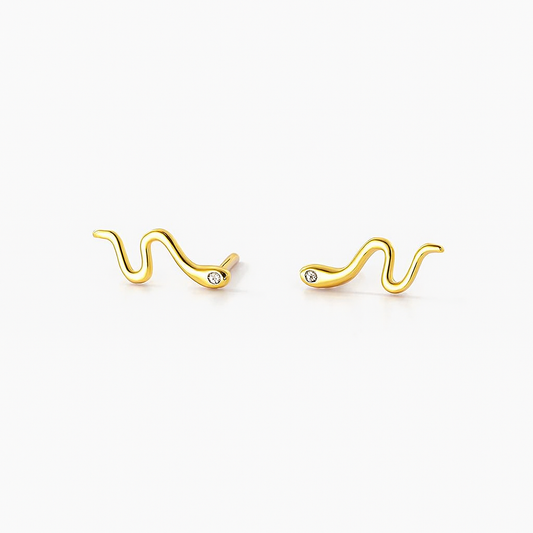 Gold & Silver Snake Stud Earrings – Cute Minimal Piercing Jewelry for Women
