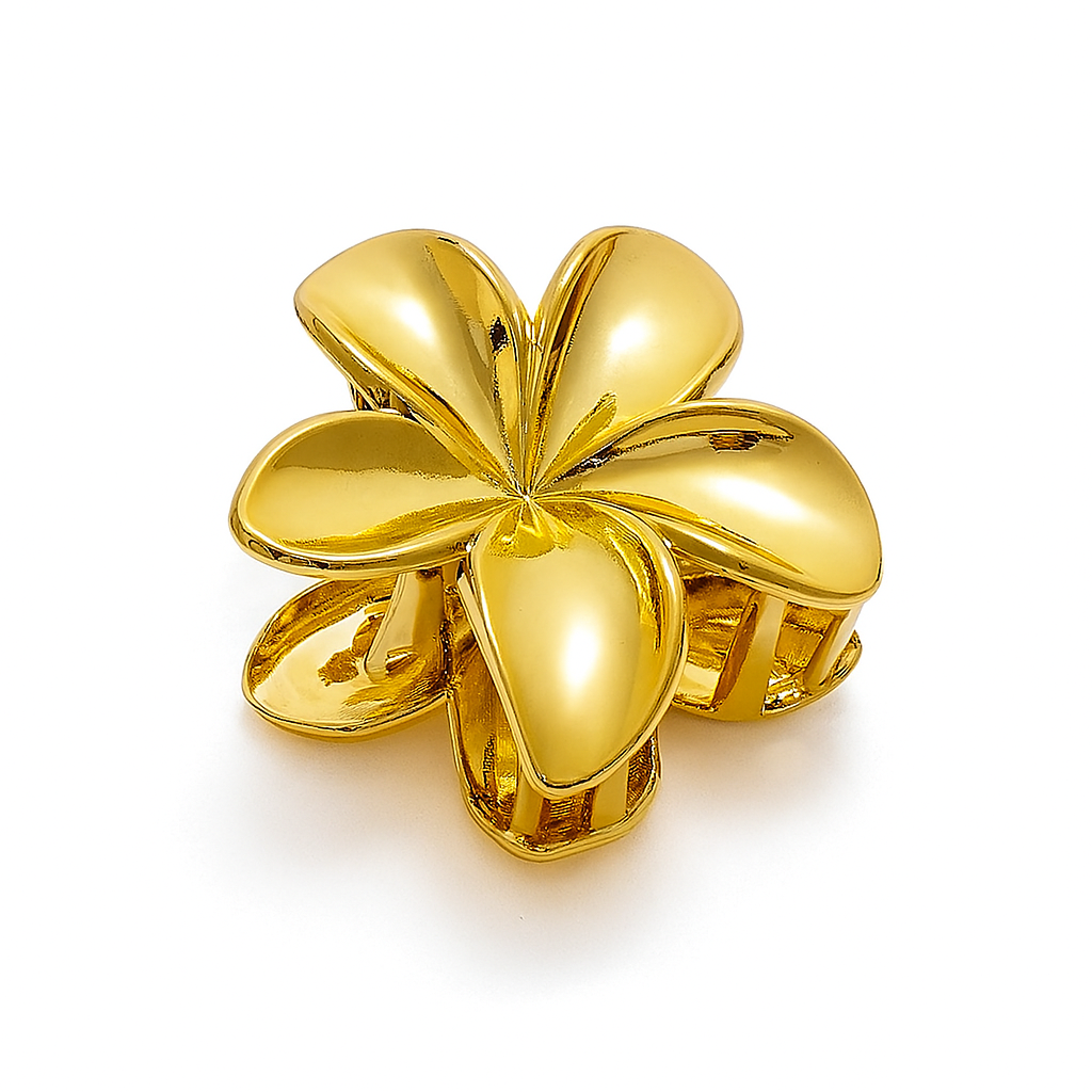 Gold & Silver Floral Hair Claw Clip – Large Metal Grip for Women