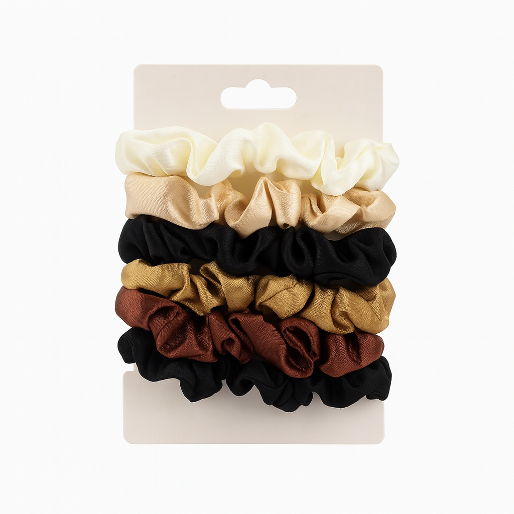 3/6pc Colorful Scrunchie Set – Soft Elastic Hair Ties for Women & Girls
