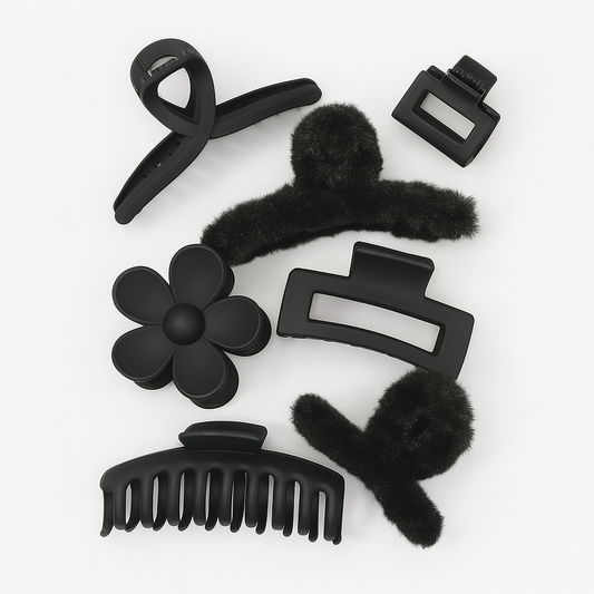 8pc Neutral Matte Claw Clips – Large Strong Hold for Thick & Thin Hair