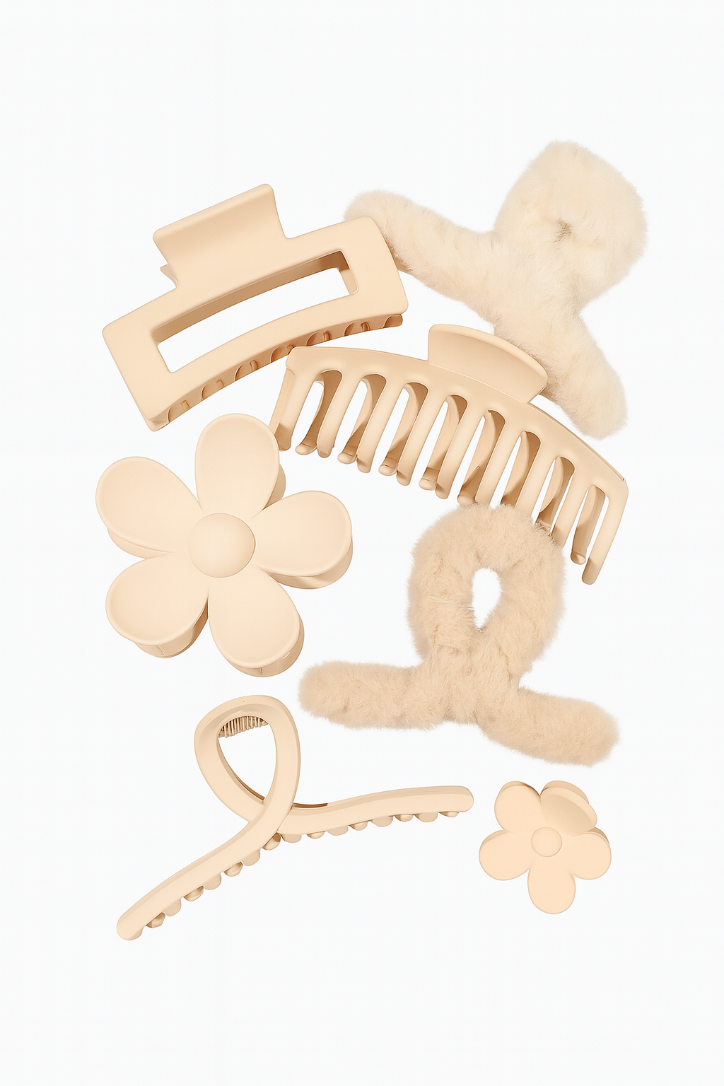 8pc Neutral Matte Claw Clips – Large Strong Hold for Thick & Thin Hair