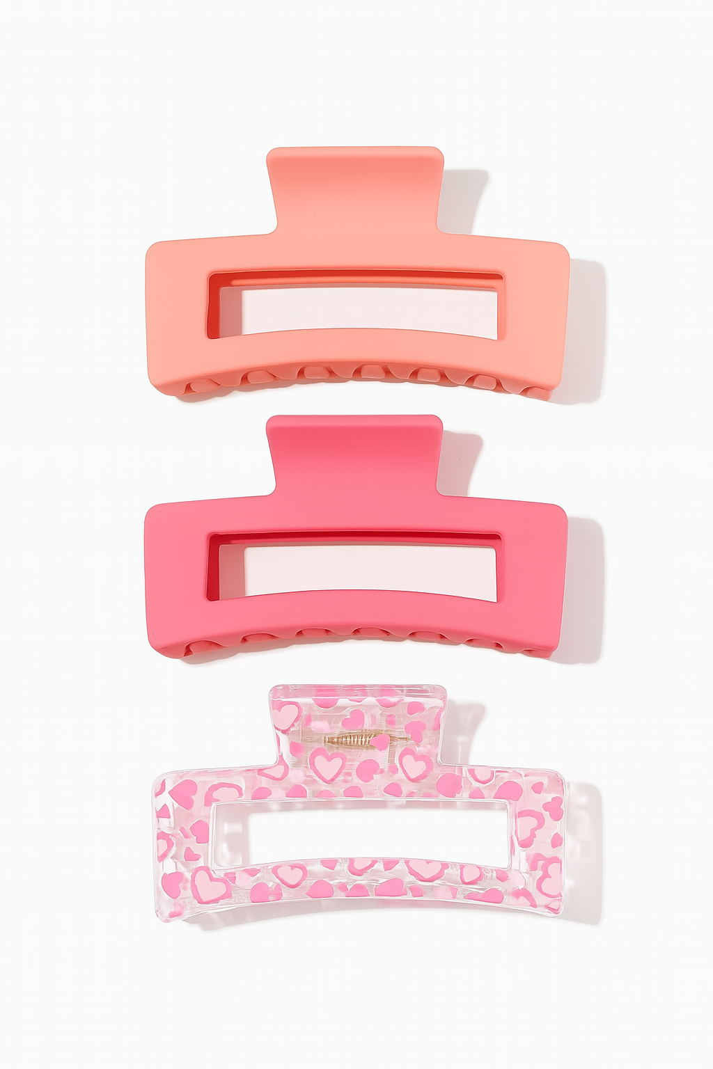 3pc |4pc| 6Pc Matte Square Claw Clips – Pink Medium Hold for Thick & Thin Hair