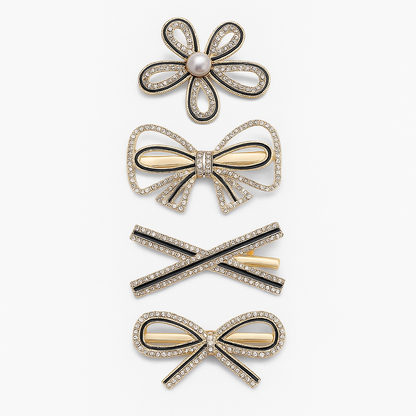 5-Piece Pearl & Crystal Acrylic Hair Clip Set – Vintage Hair Accessories for Women | Geometric, Floral, Rhinestone Barrettes