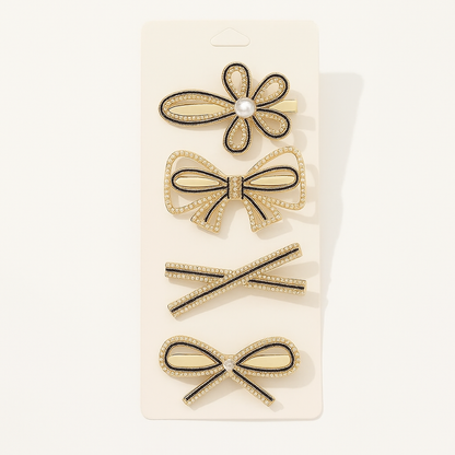 5-Piece Pearl & Crystal Acrylic Hair Clip Set – Vintage Hair Accessories for Women | Geometric, Floral, Rhinestone Barrettes