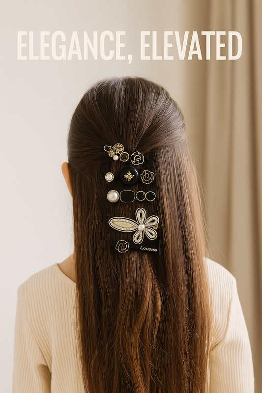 5-Piece Pearl & Crystal Acrylic Hair Clip Set – Vintage Hair Accessories for Women | Geometric, Floral, Rhinestone Barrettes
