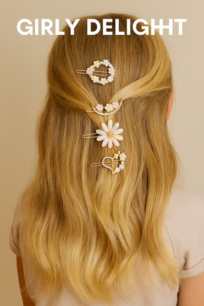 5-Piece Pearl & Crystal Acrylic Hair Clip Set – Vintage Hair Accessories for Women | Geometric, Floral, Rhinestone Barrettes