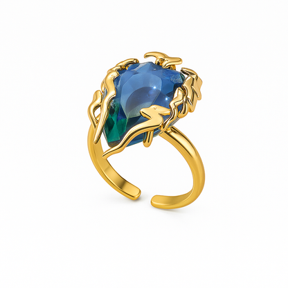 Gold Zircon Flower Ring – Elegant Stainless Steel Floral Jewelry for Women & Girls