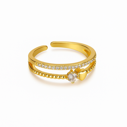 Gold Zircon Flower Ring – Elegant Stainless Steel Floral Jewelry for Women & Girls
