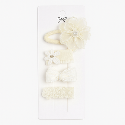 Lace Flower Bow Hair Clip Set for Girls – Cute & Handmade