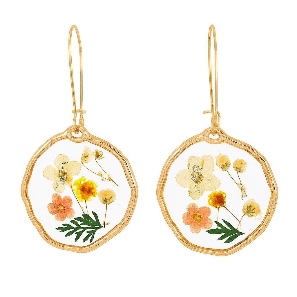 Pressed Flower Resin Dangle Earrings – Trendy Statement Jewelry for Women & Girls