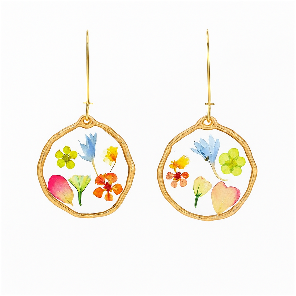 Pressed Flower Resin Dangle Earrings – Trendy Statement Jewelry for Women & Girls