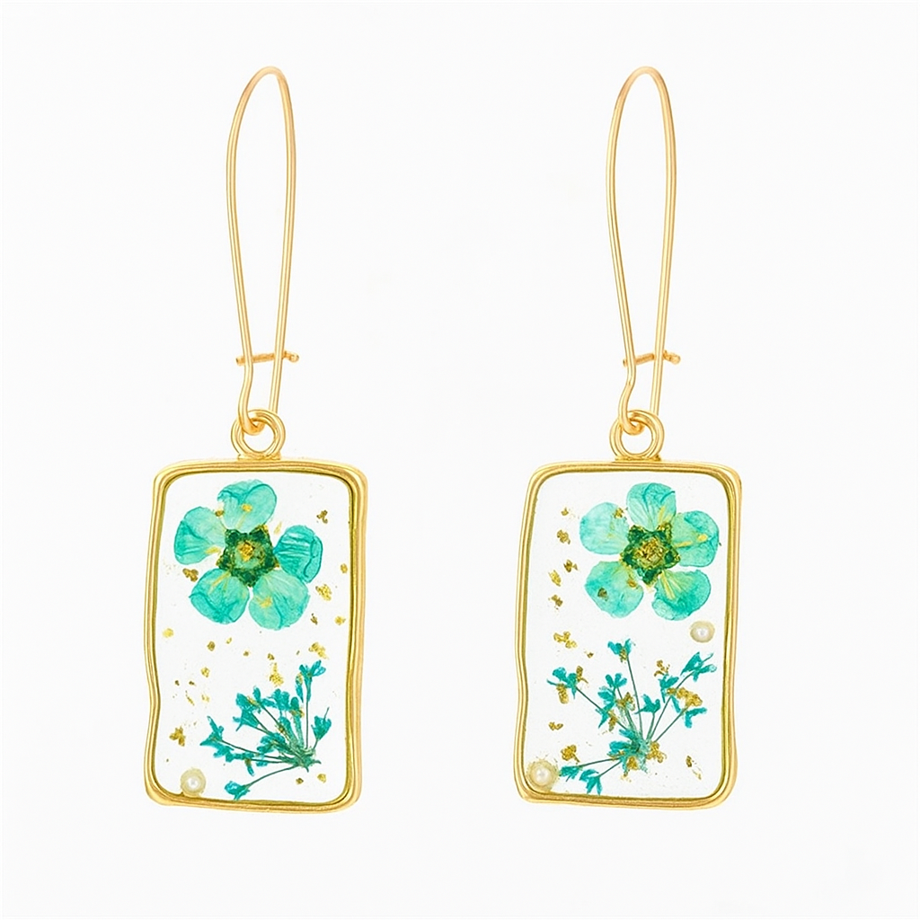 Pressed Flower Resin Dangle Earrings – Trendy Statement Jewelry for Women & Girls