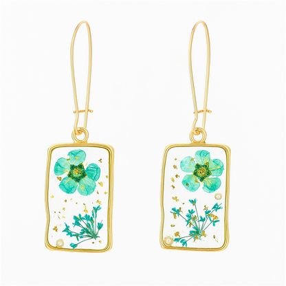 Pressed Flower Resin Dangle Earrings – Trendy Statement Jewelry for Women & Girls