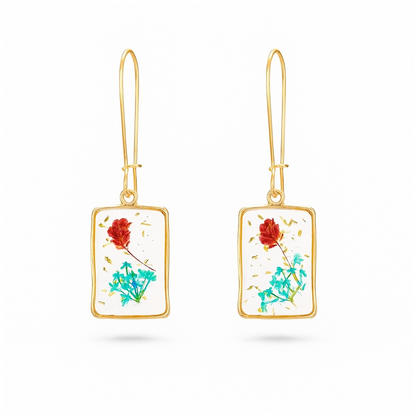 Pressed Flower Resin Dangle Earrings – Trendy Statement Jewelry for Women & Girls