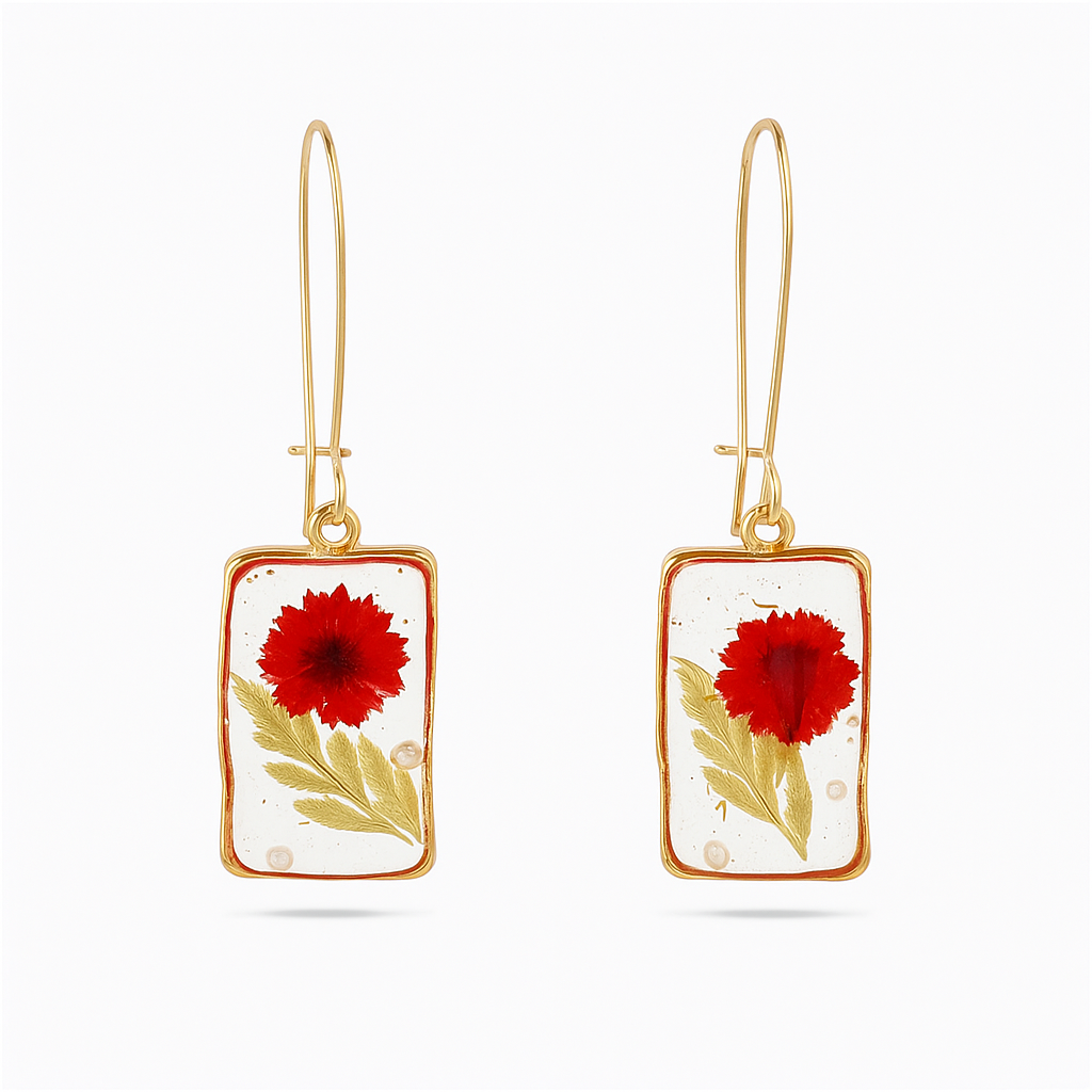 Pressed Flower Resin Dangle Earrings – Trendy Statement Jewelry for Women & Girls