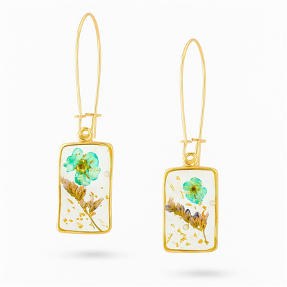 Pressed Flower Resin Dangle Earrings – Trendy Statement Jewelry for Women & Girls