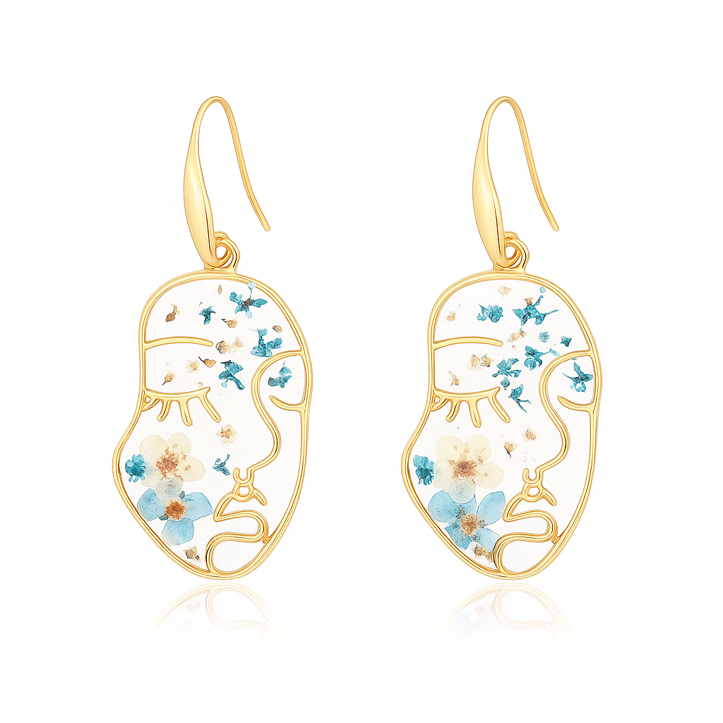 Pressed Flower Resin Dangle Earrings – Trendy Statement Jewelry for Women & Girls