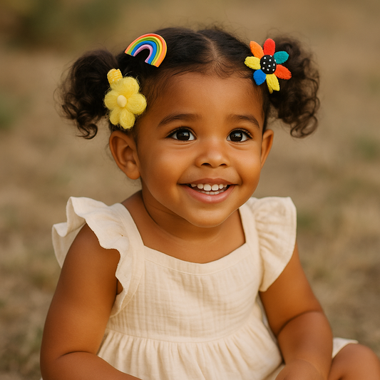 Whimsical Bloom Hair Clip & Band Set – Girls’ Floral & Fruit Accessories