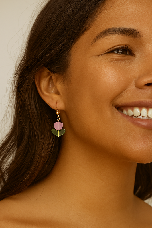 Tulip Flower Earrings – Dainty Botanical Jewelry for Women | Cute Floral Studs