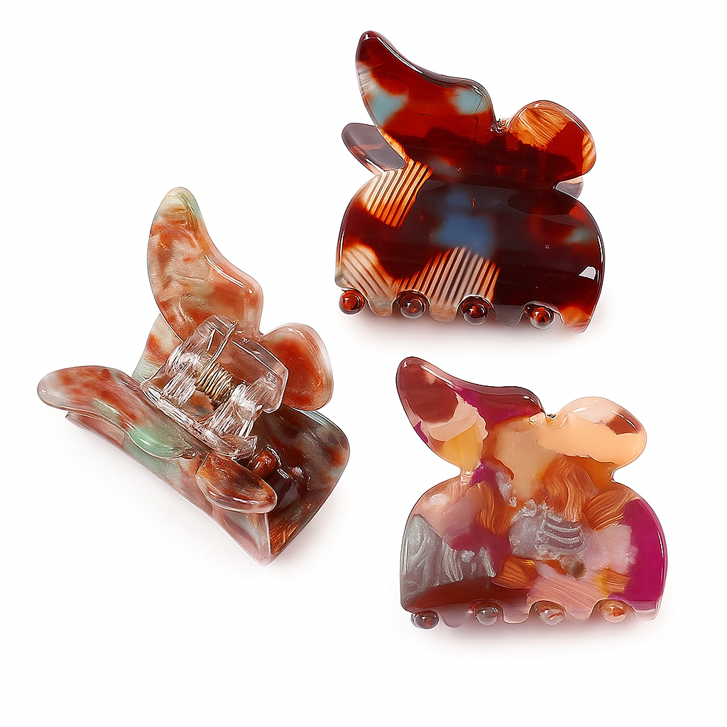 Leopard Print Butterfly Hair Claw Clips for Women & Girls