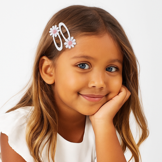 6pc Daisy Flower Hair Clips for Baby Girls – Lace Hairpins & Cute Barrettes Set