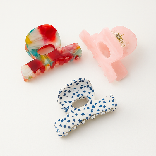 Vintage Floral Acetate Hair Claw Clip for Women & Girls
