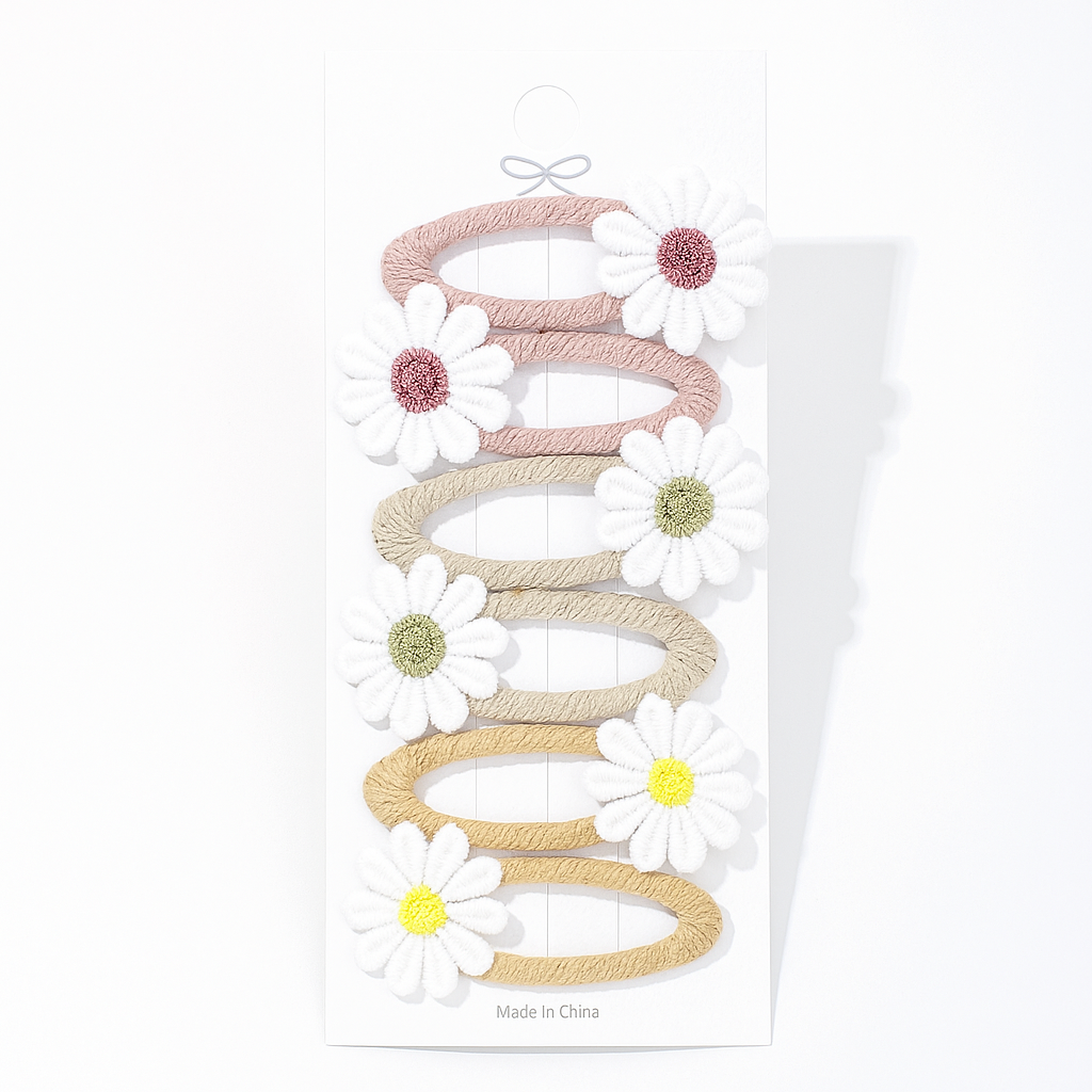 6pc Daisy Flower Hair Clips for Baby Girls – Lace Hairpins & Cute Barrettes Set