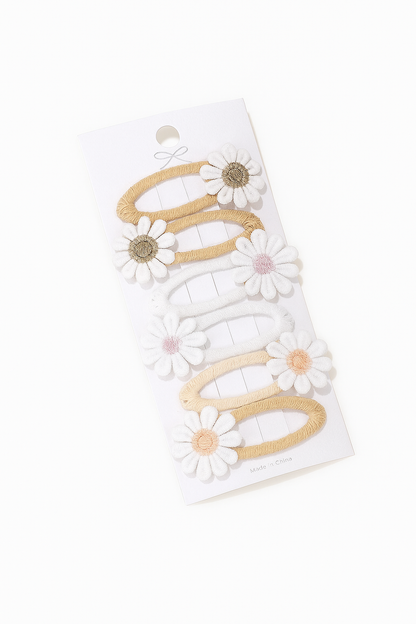 6pc Daisy Flower Hair Clips for Baby Girls – Lace Hairpins & Cute Barrettes Set