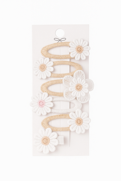 6pc Daisy Flower Hair Clips for Baby Girls – Lace Hairpins & Cute Barrettes Set