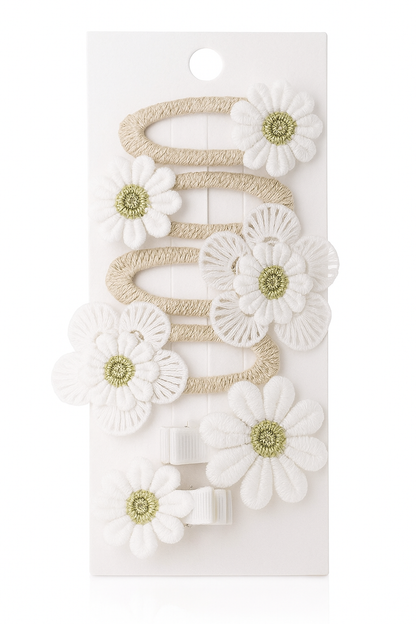 6pc Daisy Flower Hair Clips for Baby Girls – Lace Hairpins & Cute Barrettes Set