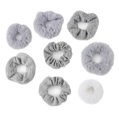 7pcs Plush Hair Scrunchie Set – Soft Ponytail Holders & Hair Ties for Women & Girls