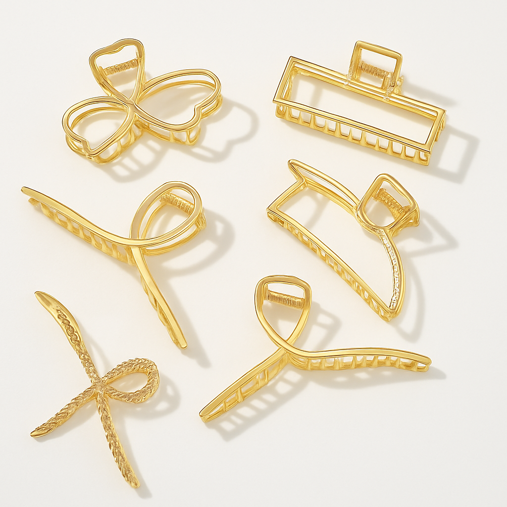 Gold Butterfly Hair Claw Clip – Elegant Geometric Design for Women & Girls